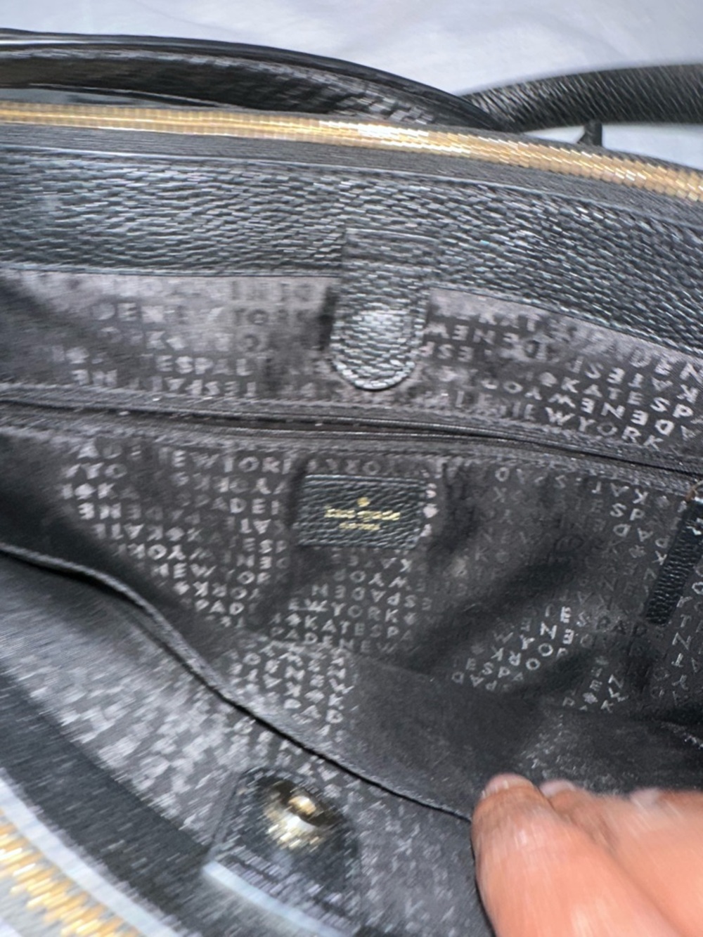 Kate Spade Black Pebbled Leather Satchel Shoulder Bag Top Handle Crossbody Tote - Picture 6 of 16